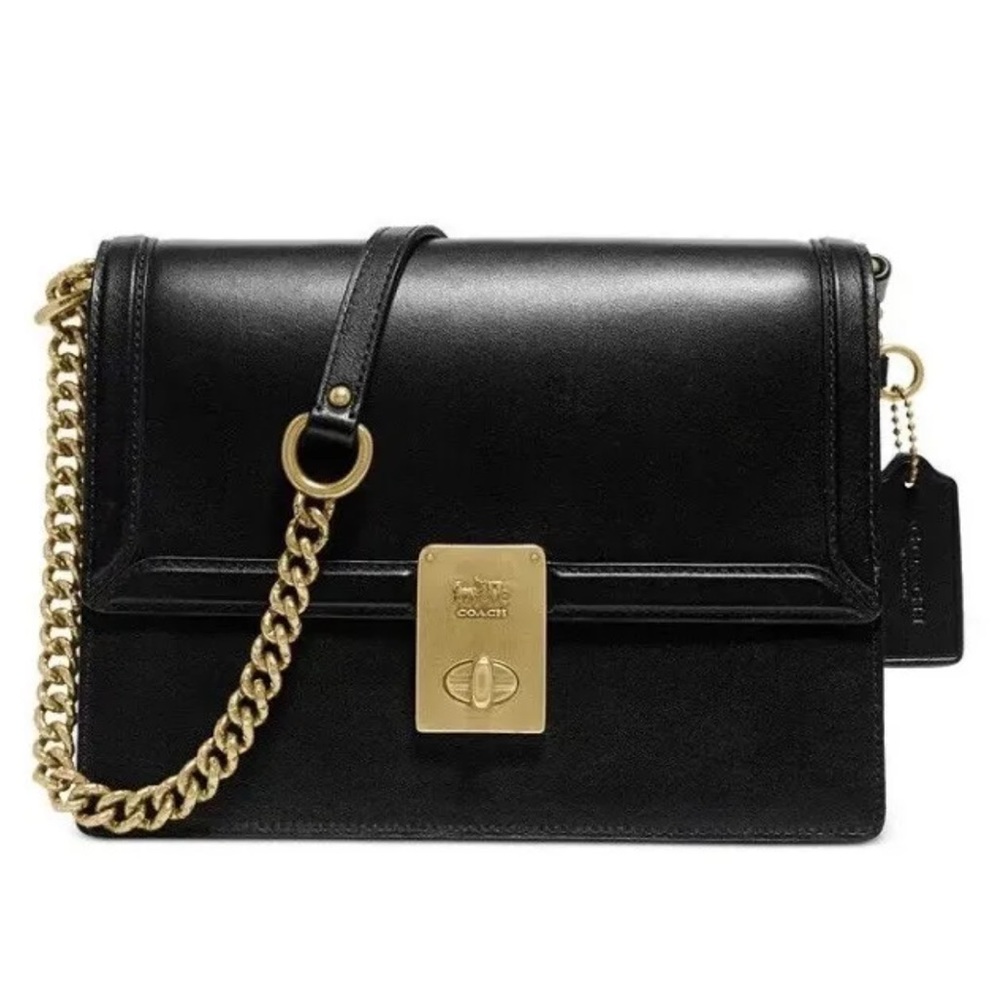Coach Hutton Refined Calf Black/Gold Shoulder Bag